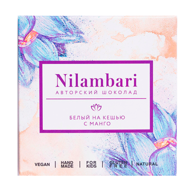 Шоколад белый на кешью с манго Nilambari